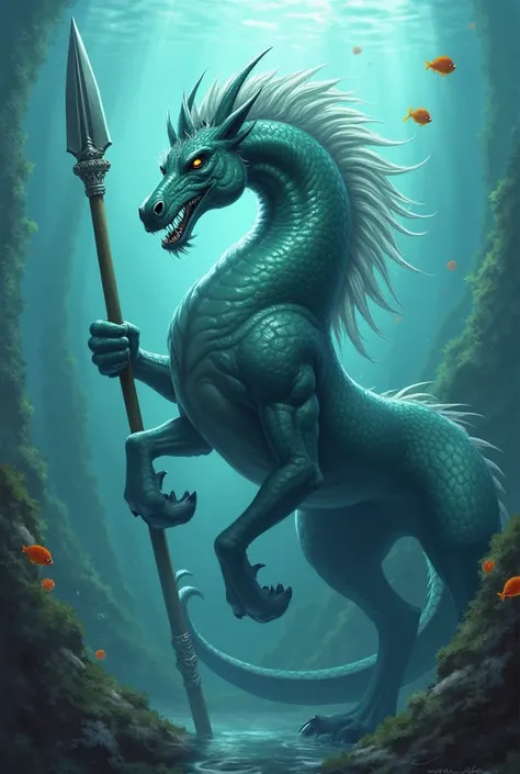 A water horse with a spear