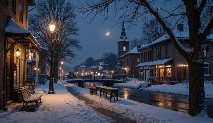 "Sentimental Winter Night"
A quiet winter night unfolds, wrapped in a serene, melancholic atmosphere. Snow-covered streets stretch into the distance, lined with old-fashioned street lamps casting pools of golden light onto the icy pavement. Delicate snowfl...