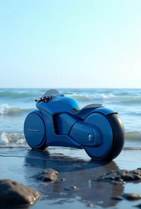  image of blue another motorcycle that no one has seen until today and the background ocean water and beautiful 