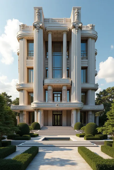 Draw a mega roman modern mansion