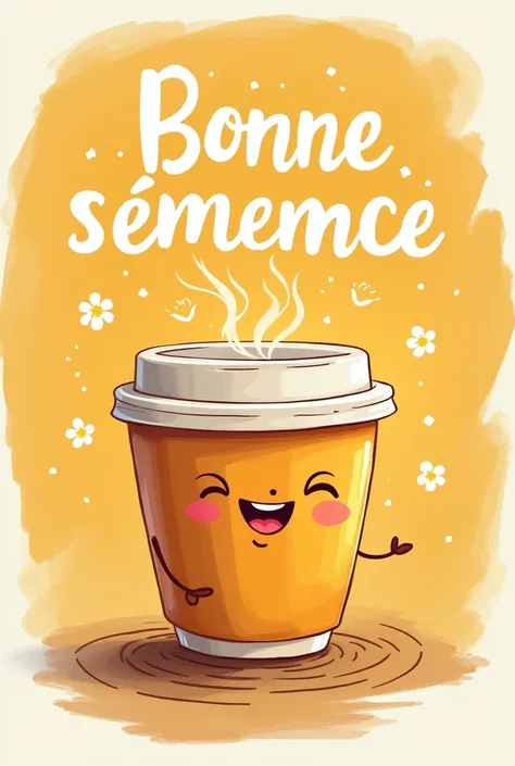 Image joyeuse d'une tasse a café pour souhaiter "BONNE SEMAINE"