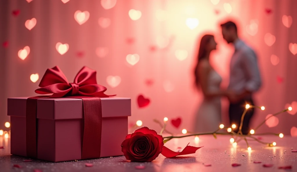 Here’s a prompt for your **Valentine’s Sale Web Banner**:  

**Style:** Realistic, polished, and romantic with a premium feel.  
**Background:** A soft gradient of pink and red with subtle heart bokeh effects.  
**Main Visuals:** A romantic gift setup feat...