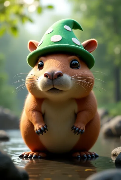 Capybara wearing a League of Legends Teemo hat