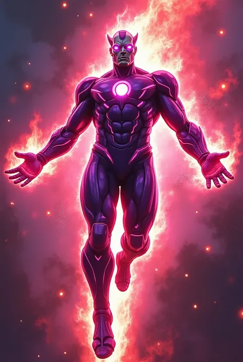 a man in a purple suit is flying through the air with a red flame, amazing wallpaper, tor from marvel, an epic anime of a energy man, 8 k highly detailed ❤🔥 🔥 💀 🤖 🚀, vibrant and powerful, transforming into his final form, bright glowing veins, mobile wallp...