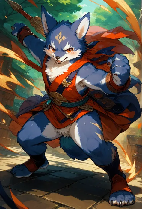 Social games, Unit Illustration,  battle pose,  fantasy, one boy, Alone,  furry, kemono , Careful body hair ,  full body,