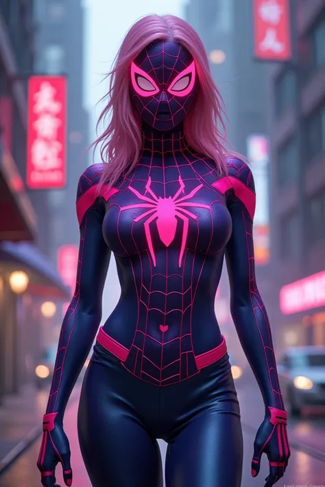 Spiderman, however, has big femboy thighs and his costume has some pink lines and the blue one is changed to purple 