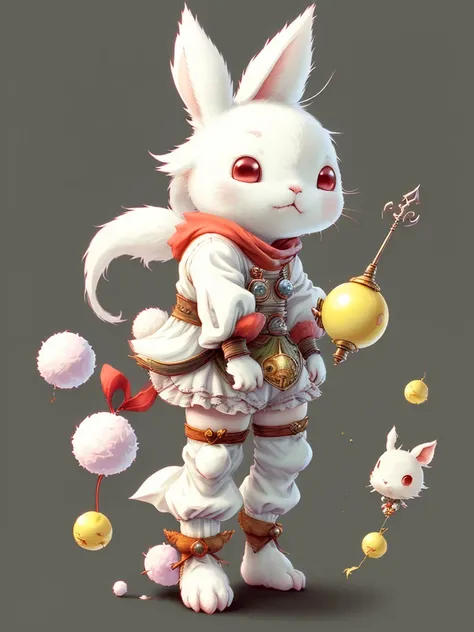 Moogles typically have white fur, and an antenna protruding from the head with a small red or yellow ball (called a "pompom") at the end. They have small red or purple wings, and their ears are shaped like those of a cat or rabbit. They tend to end their s...