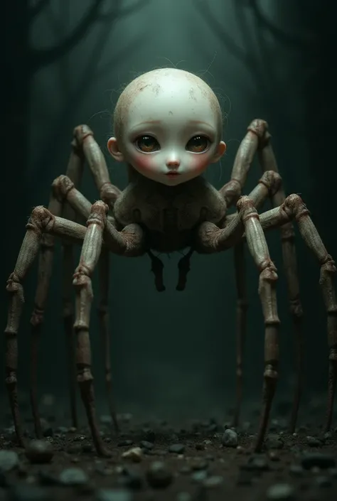 make sic legged human luke creature with only face of an anime girl and the rest of body as a spider