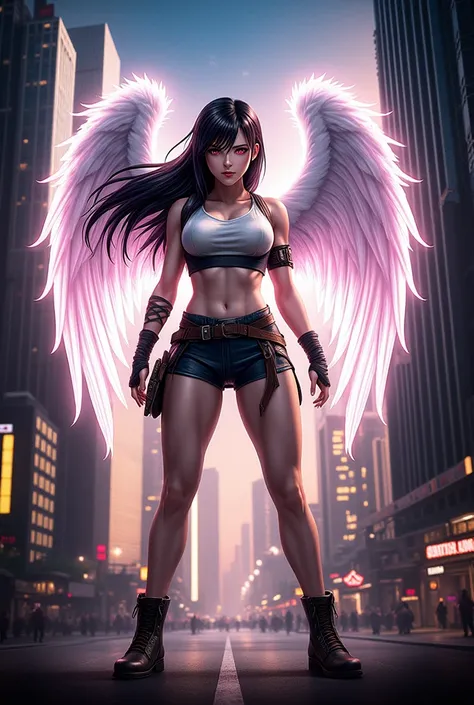 tifa lockhart  with wings, mha art style
