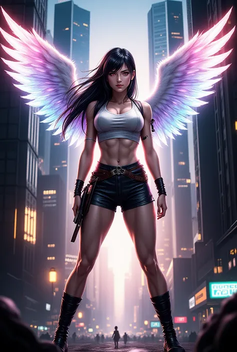 tifa lockhart  with wings, mha art style
