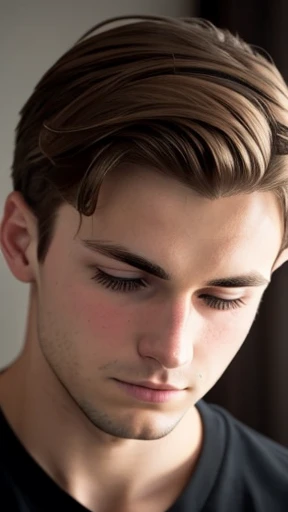  A perfect young German man focuses on his face 