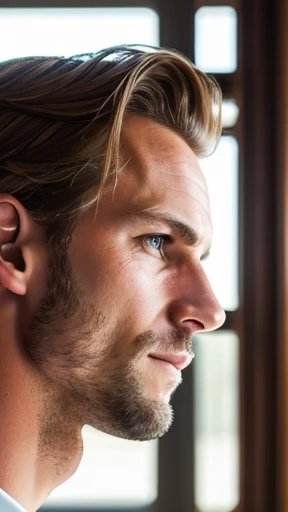  A perfect Dutch man focuses on his face 