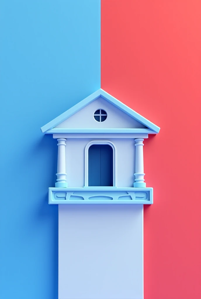 flat 2d illustration of bank auction property icon in color theme blue and red