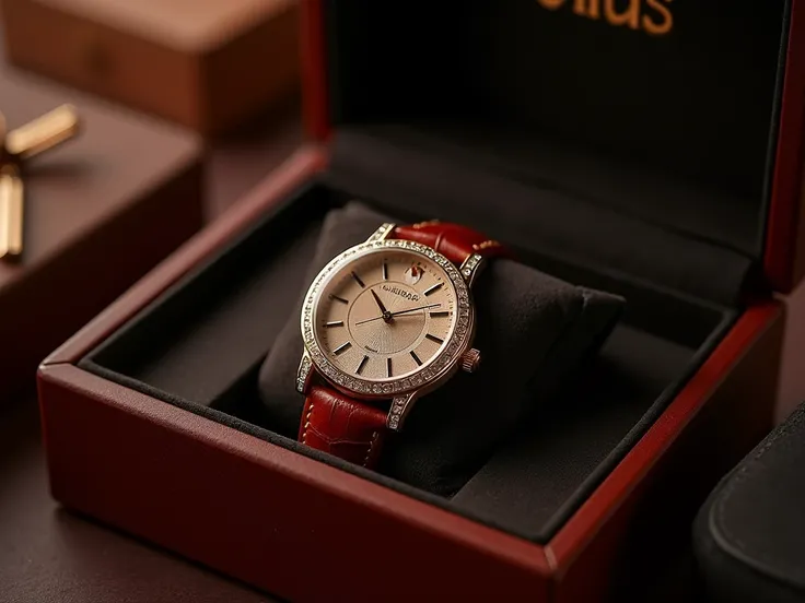 luxury female watch in a box, nice aesthetic