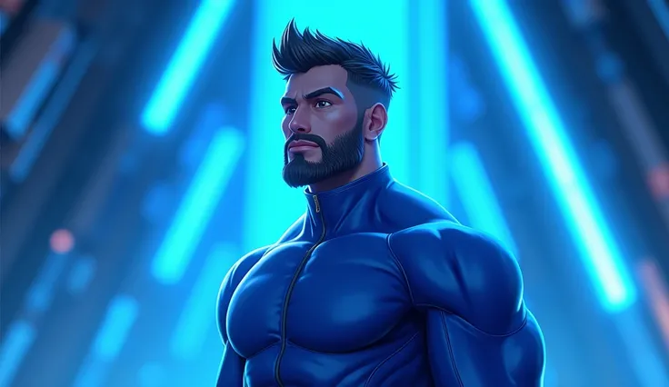 animated adult man with blue colour