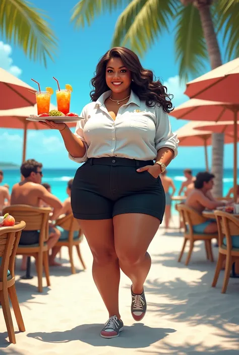 big plus size pawg waiter at beach
