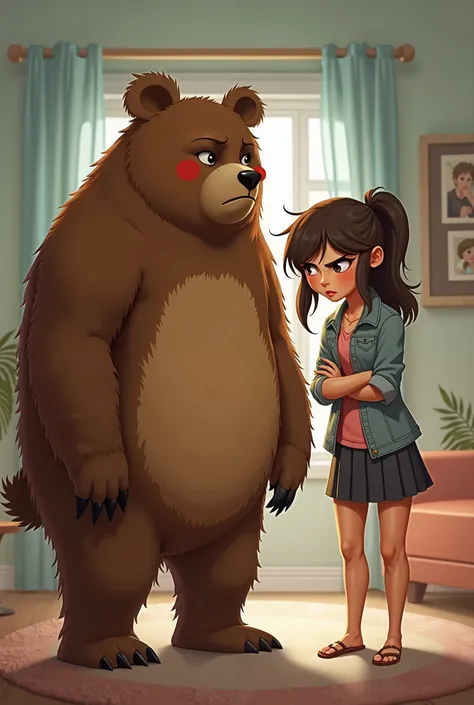 bear, let the girl be sorry that she is angry with him