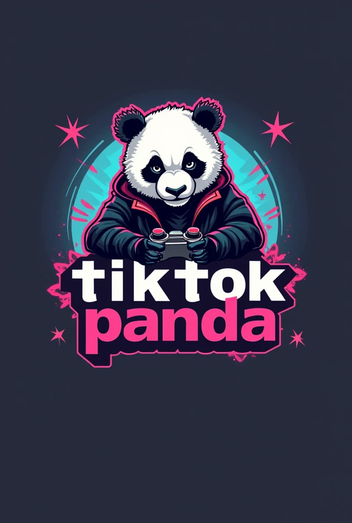 A logo written TikTokPanda with a panta on the back but a gamer logo 