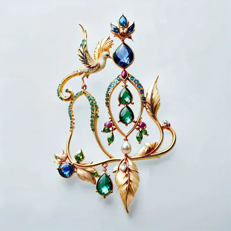 masterpiece. exquisite brooch , Depicts a Malagasy tourmaline phoenix, precious gemstones embellished fine jewelry . Exquisite craftsmanship . high quality. excellent improvement . (( Super Fine)). Table decoration , and scattered with some mot...