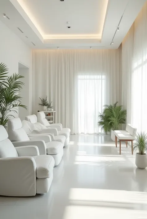 A white theme apartment which is designated for beauty services such as shampooing, manicure & pedicure with nice atmosphere.