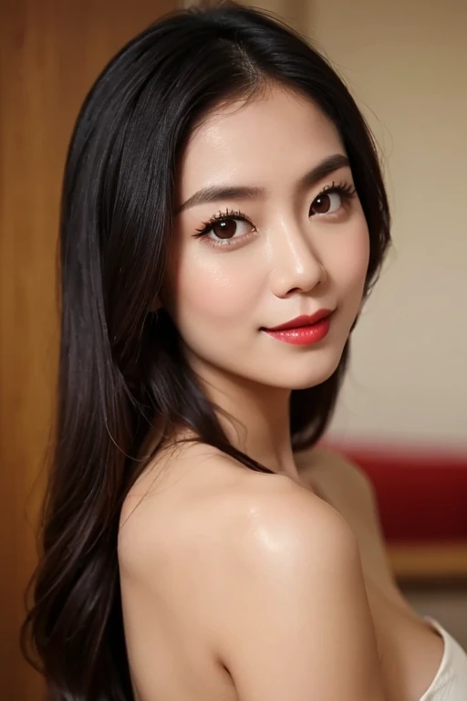 (Masterpeace, high quality, high resolution, realistic photo, photography), Beautiful Asian woman, age 30 to 36 years old, full face photo, with clear eyes, beautiful and medium breasts, beautiful and detailed face, cute smile, beautiful ass medium, beauti...