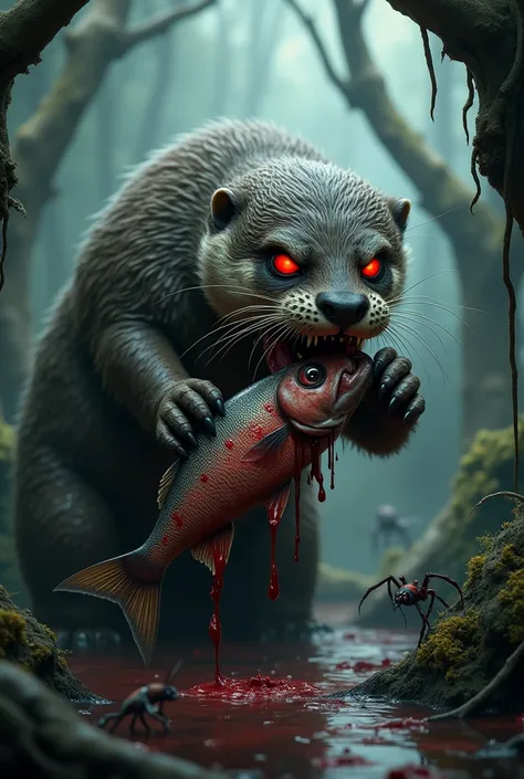 Otter zombie eat fish