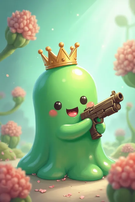  slime 　 cute　gun　crown　green
