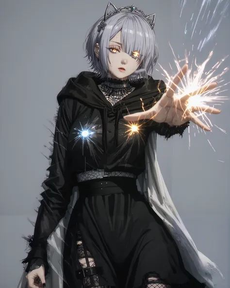 asura style, score_9, score_8_up, score_7_up, score_6_up, uncensored, chartreux westia, ((short hair)), bangs, yellow eyes, grey hair, hair over one eye, tiara, bright pupils, anime coloring, anime screencap, (voluptuous:1.3), (thick:1.3), BREAK UHD, retin...