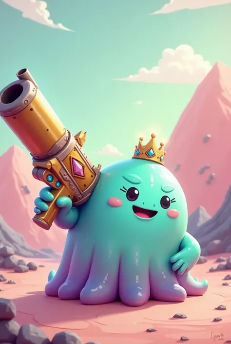  slime 　crown　gun　battlefield
