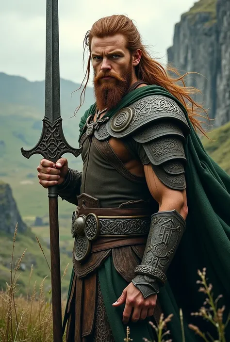 Handsome Celtic warrior wielding a sword and using natural magic