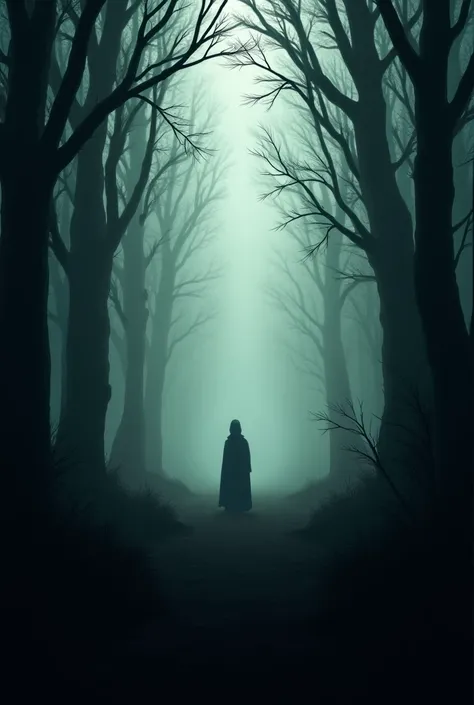 Casting call poster with an ominous feel. Make it muted colours. A distant shadowy figure in the woods