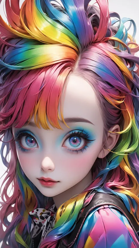 Tim Burton style 、extremely realistic 、rainbow color 、