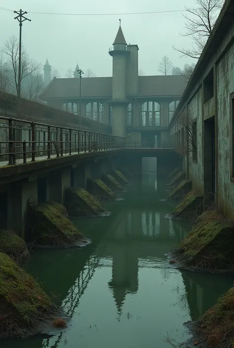 An abandoned and flooded water treatment plant 