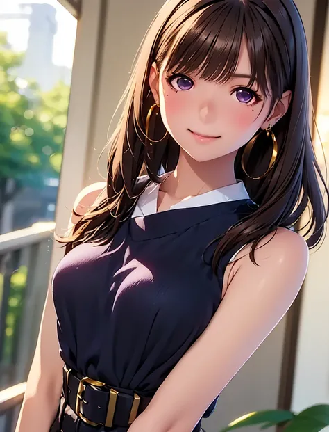  high resolution ,In 8K, BEST QUALITY, Details, semi-realistic anime , D Anime Style , Smooth Anime CG , one girl, 19-year-old Japanese woman on a luxury liner ,( slim),modeling,(( Eyeliner)),(Maroon Glowing Hair ), Shiny brown hair,(( wavy hair flowing do...