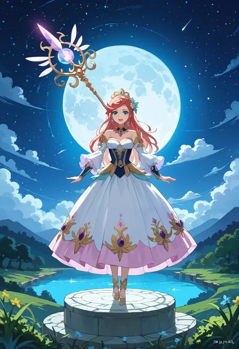 rape, Momose Momo is  as a female character, full of fantastic colors, and is designed as an anthropomorphic "Guardian of the Moon" 。 This character's skin has a soft silver hue ， Shimmering in the moonlight ， It creates a peaceful night mood 。 She wears a...