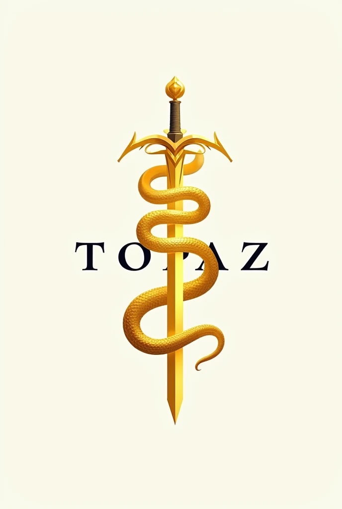 Logo serpent on sword vertical with word topaz white yellow palette