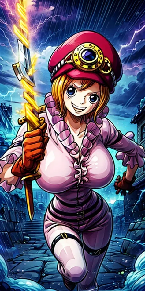 (最高 Masterpiece,  top quality, 4K, 8k,  high resolution, Masterpiece:1.2),Koala in One Piece ,smile, big breasts,( paladin),Miracle,Power Spot, fantastic world, White Light Spot,(Insist on the Holy Sword), She's on an adventure to defeat the demon king, is...