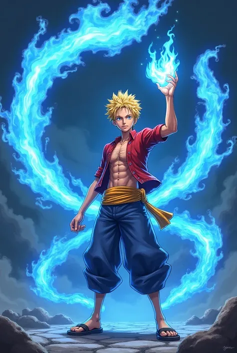 Sabo de One Piece imitating a Came Came Ja with Fuego Asul