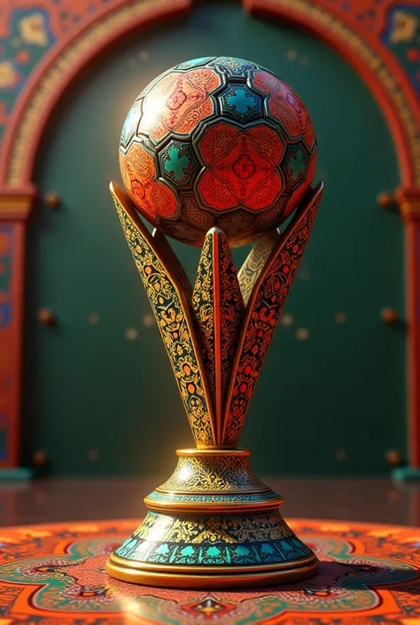 The logo of the African Cup is mixed with Moroccan culture