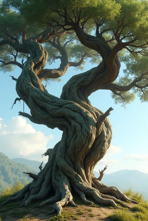 tree with bent and crooked and low branch