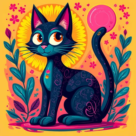 create a vector vibrant cat  