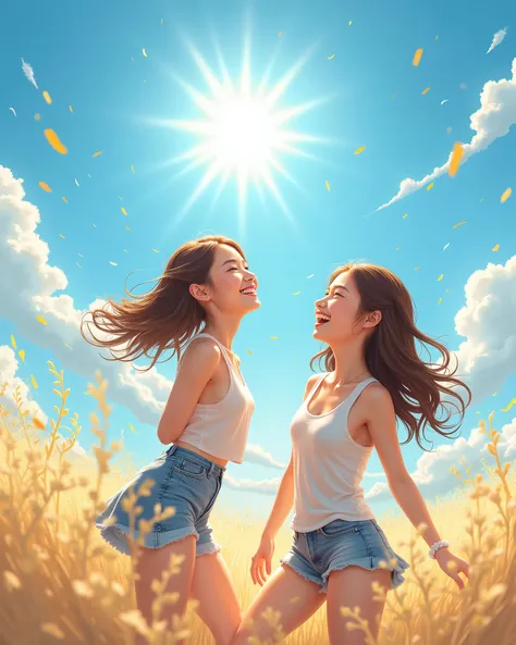 Two Line Urdu Poem for ren :
Shimmering Sun, Blue Sky,
We all laugh here.!