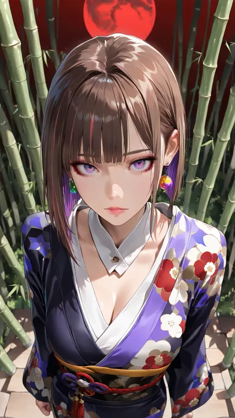 (masterpiece, amazing quality, best quality, high resolution, ultra-detailed:1.5), vibrant, very aesthetic, detailed eyes, high contrast, semrealistic, newest, 
 BREAK 
1girl, solo, japanese, brown hair, (purple inner hair:1.3), purple streaked hair:1.4), ...