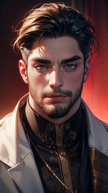 (     league player ,4K,8k,     highres,     masterpiece :1.2),     ultra-detailed    ,(realistic,photorealistic,photo-realistic:1.37),36-year-old man,3 day beard,Beautiful anime,Portraits,strong,Masculine,      with black hair  ,sharp jaw,         mesmeri...