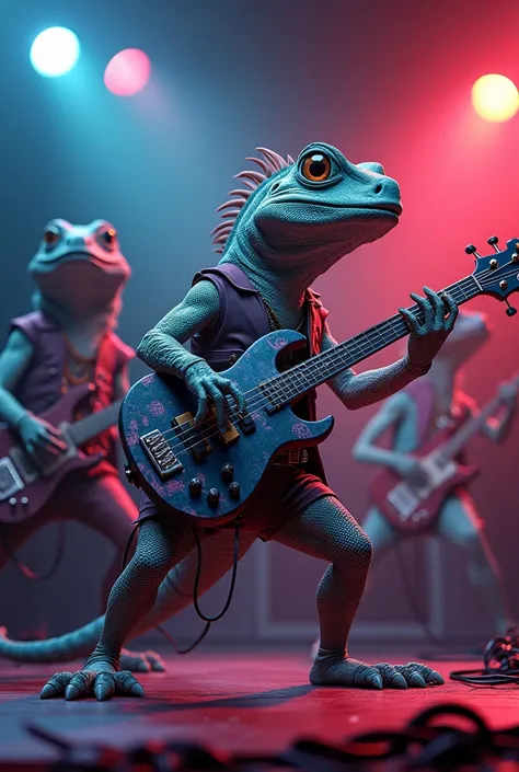 3 iguanas rock band bass guitar drums music 