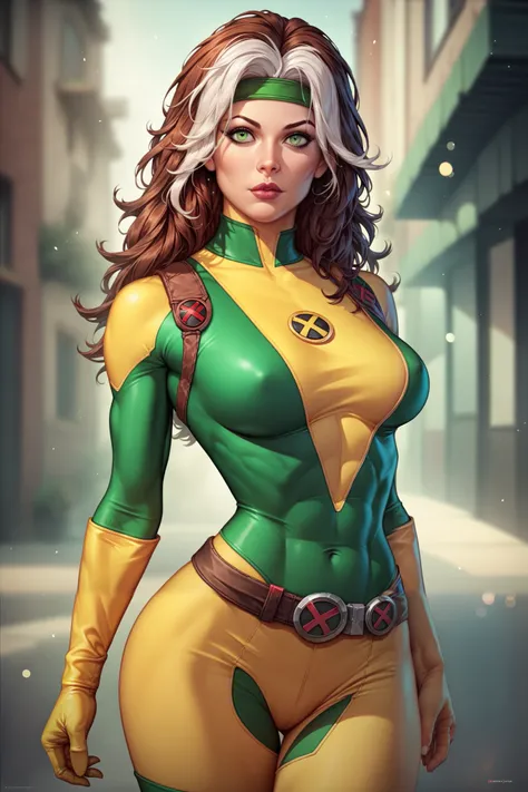 good anatomy, masterpiece, best quality, bokeh, depth of field, highres, rogue , x men, wide hips