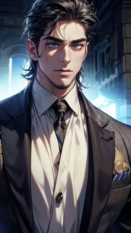 (     league player ,4K,8k,     highres,     masterpiece :1.2),     ultra-detailed    ,(realistic,photorealistic,photo-realistic:1.37),36-year-old man,10-day beard,Beautiful anime,Portraits,strong,Masculine,   with dark gray hair  ,sharp jaw,         mesme...