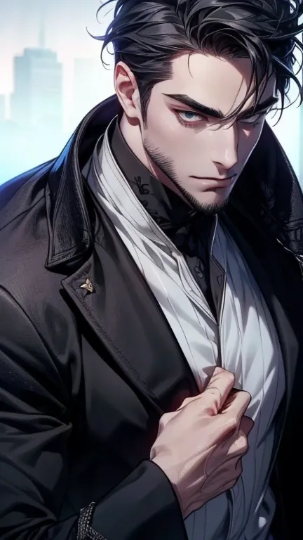 (     league player ,4K,8k,     highres,     masterpiece :1.2),     ultra-detailed    ,(realistic,photorealistic,photo-realistic:1.37),36-year-old man,10-day beard,Beautiful anime,Portraits,strong,Masculine,   with dark gray hair  ,sharp jaw,         mesme...