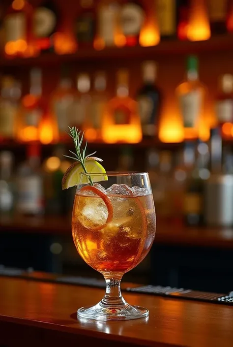 An image of a drink bar, On the front side the word "Garder " Down with Garder the Word "bar",  behind the bar some shelves with whiskey bottles, gin and spirits and premium liqueurs. The predominant colors should be those of the sunset 