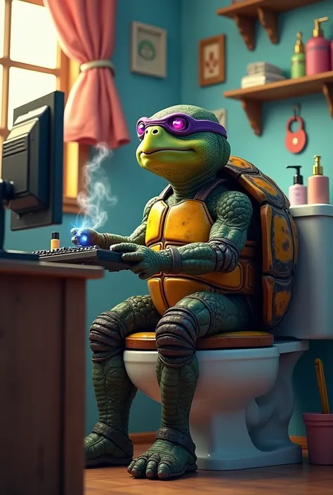 Turtle playing cs go on toilet